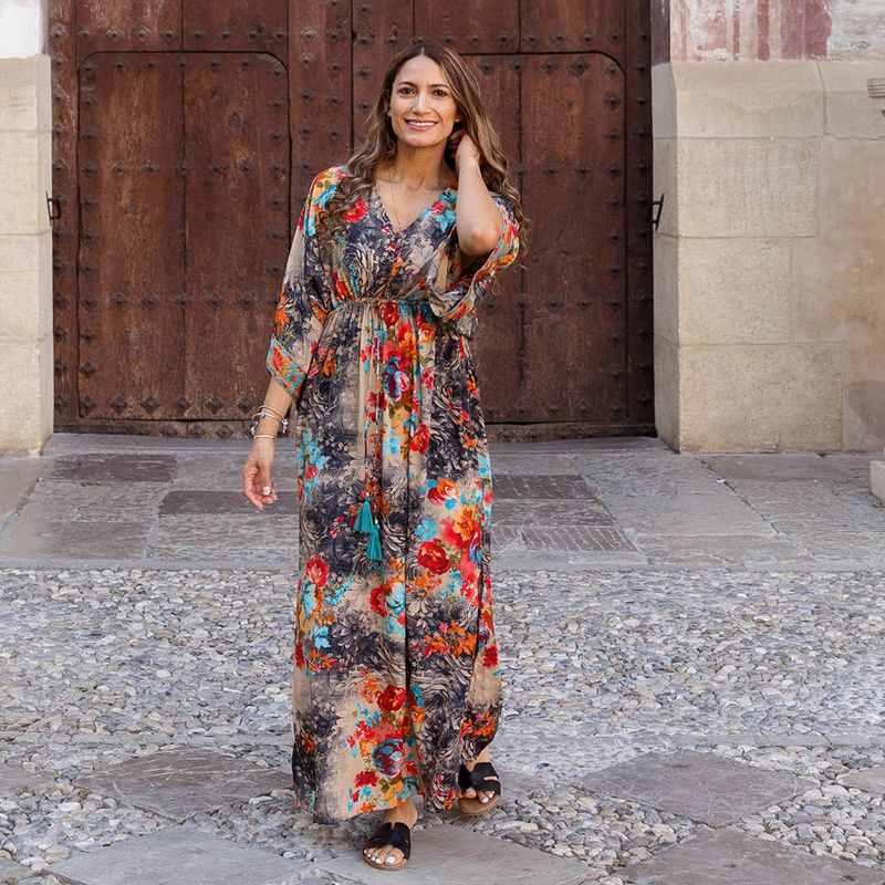 'Merida' Colourful Floral Batwing Dress