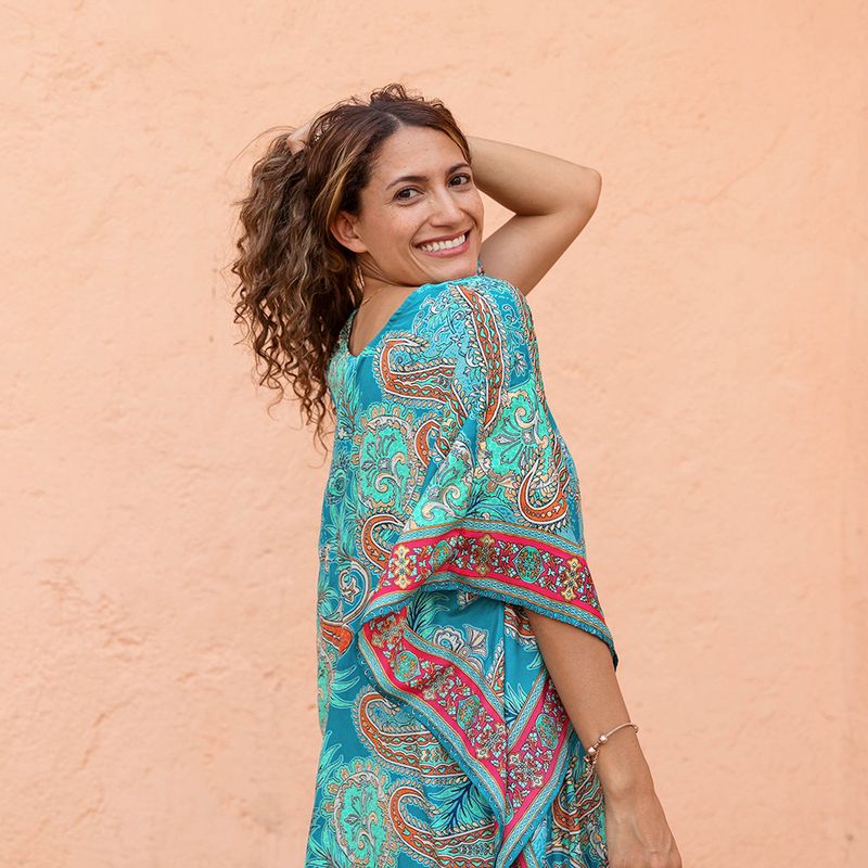 'Orla' Turquoise Paisley Kaftan