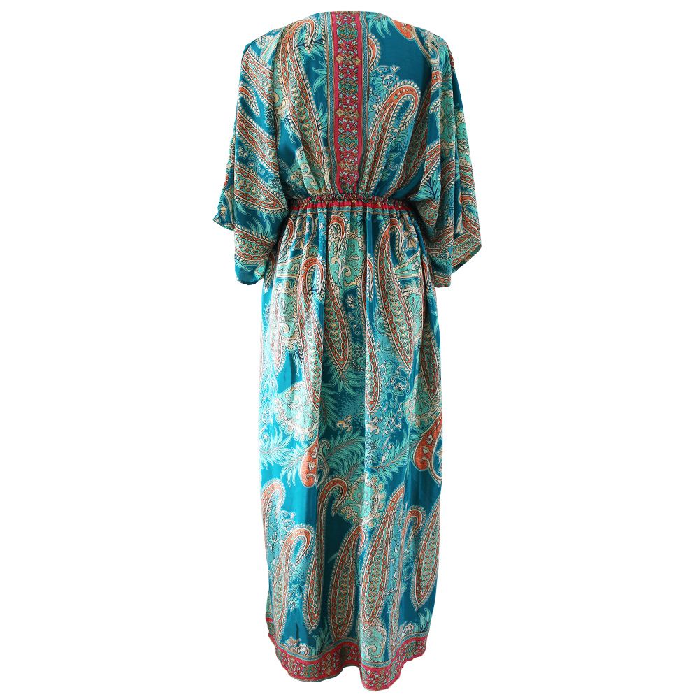 'Aspen' Turquoise Paisley Batwing Dress