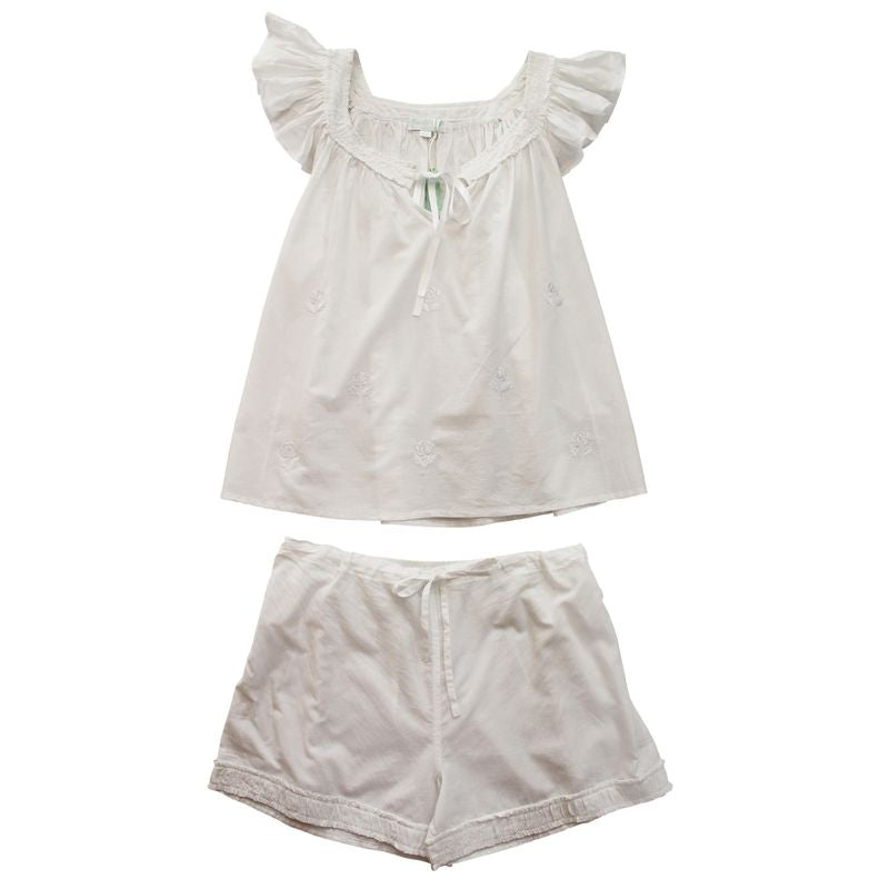 Ladies White Cotton Short Pyjama Set 'Margo'