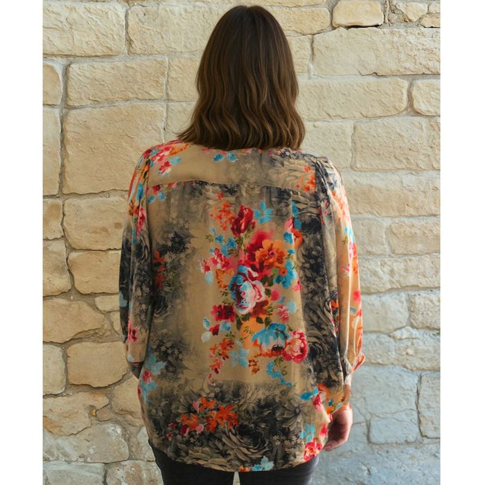 Colourful Floral Print Button Down Shirt