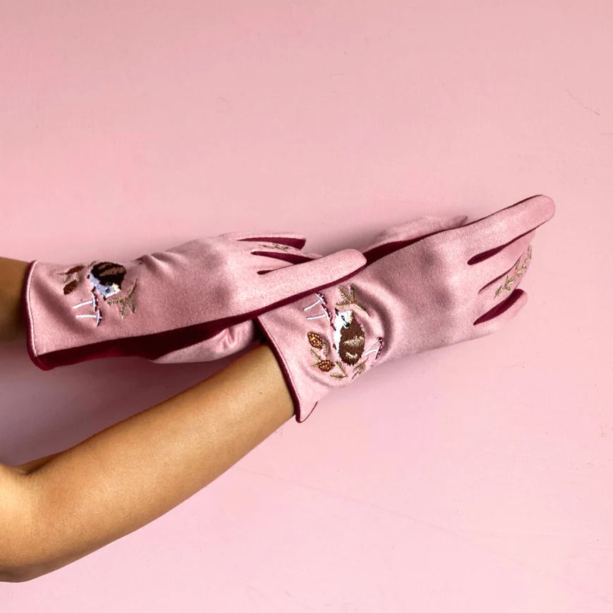 Secret Garden Hedgehog Pink Gloves