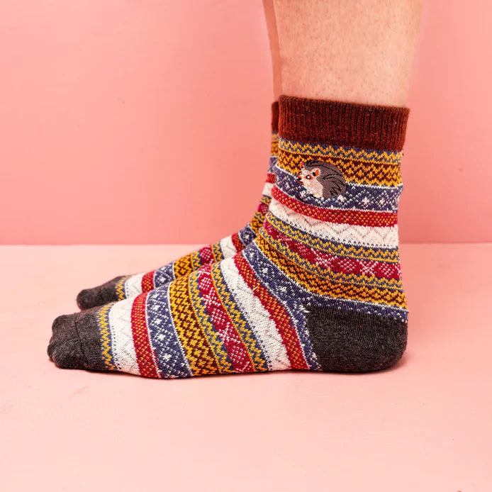 Secret Garden Hedgehog Fair Isle Socks