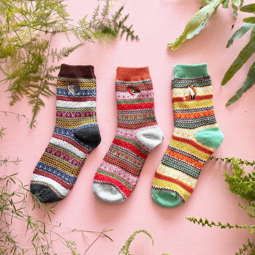 Secret Garden Hedgehog Fair Isle Socks