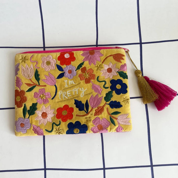 Small Talk 'I'm Pretty...Pretty Damn Brilliant' Velvet Make Up Bag