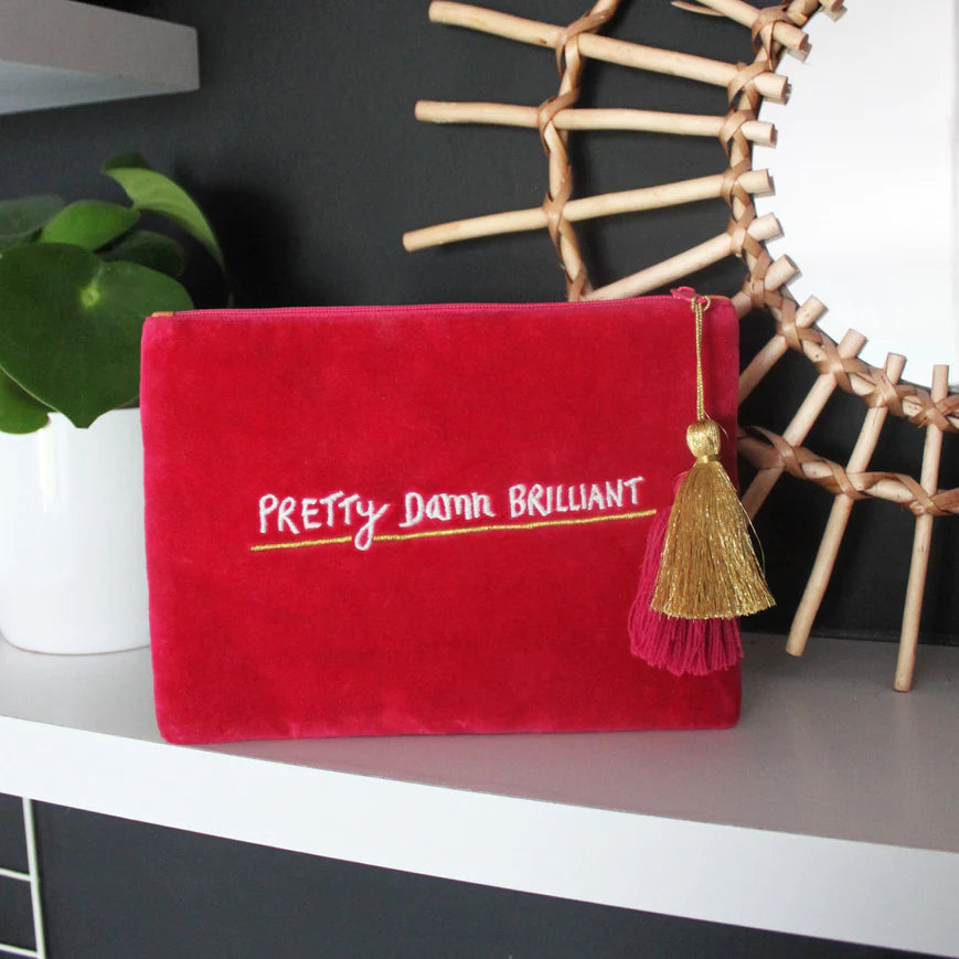 Small Talk 'I'm Pretty...Pretty Damn Brilliant' Velvet Make Up Bag