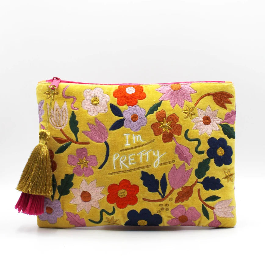 Small Talk 'I'm Pretty...Pretty Damn Brilliant' Velvet Make Up Bag