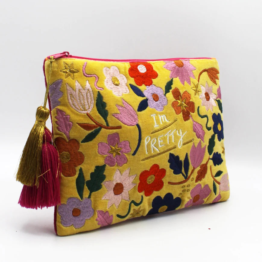 Small Talk 'I'm Pretty...Pretty Damn Brilliant' Velvet Make Up Bag