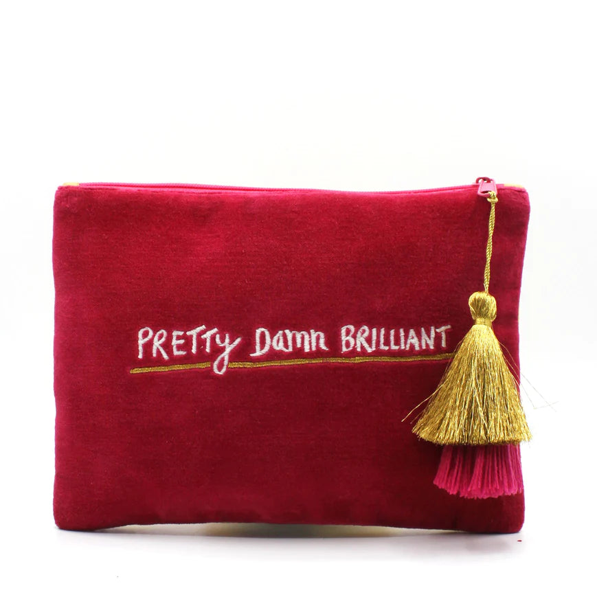 Small Talk 'I'm Pretty...Pretty Damn Brilliant' Velvet Make Up Bag