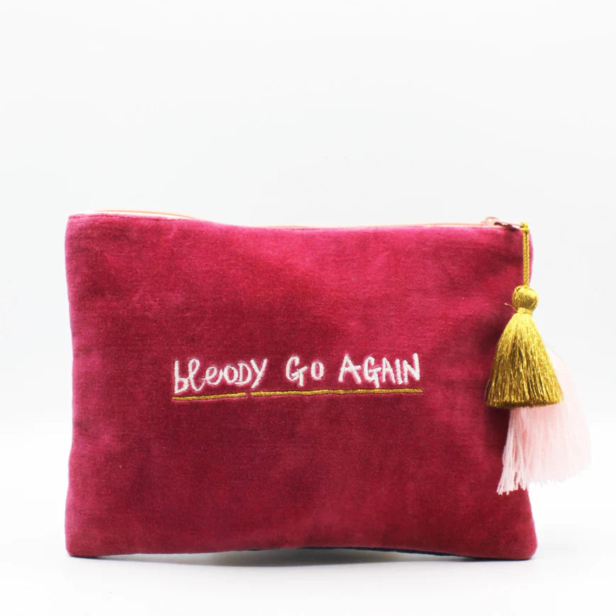 Small Talk 'Here We Bloody Go Again' Velvet Purse