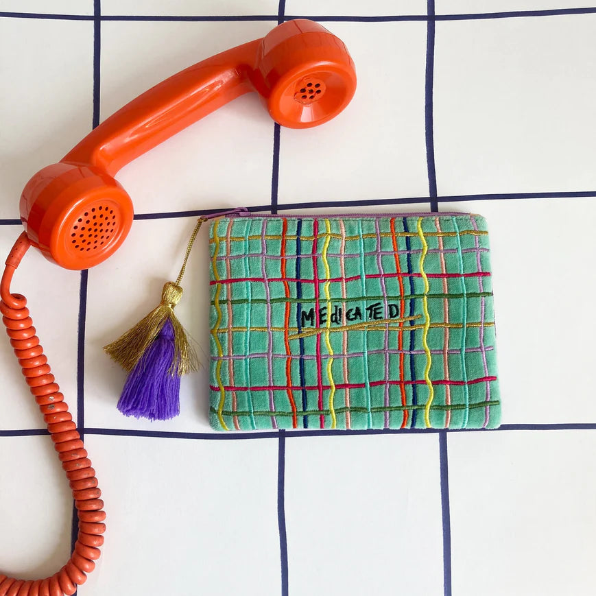 Small Talk 'Medicated, Motivated' Velvet Purse