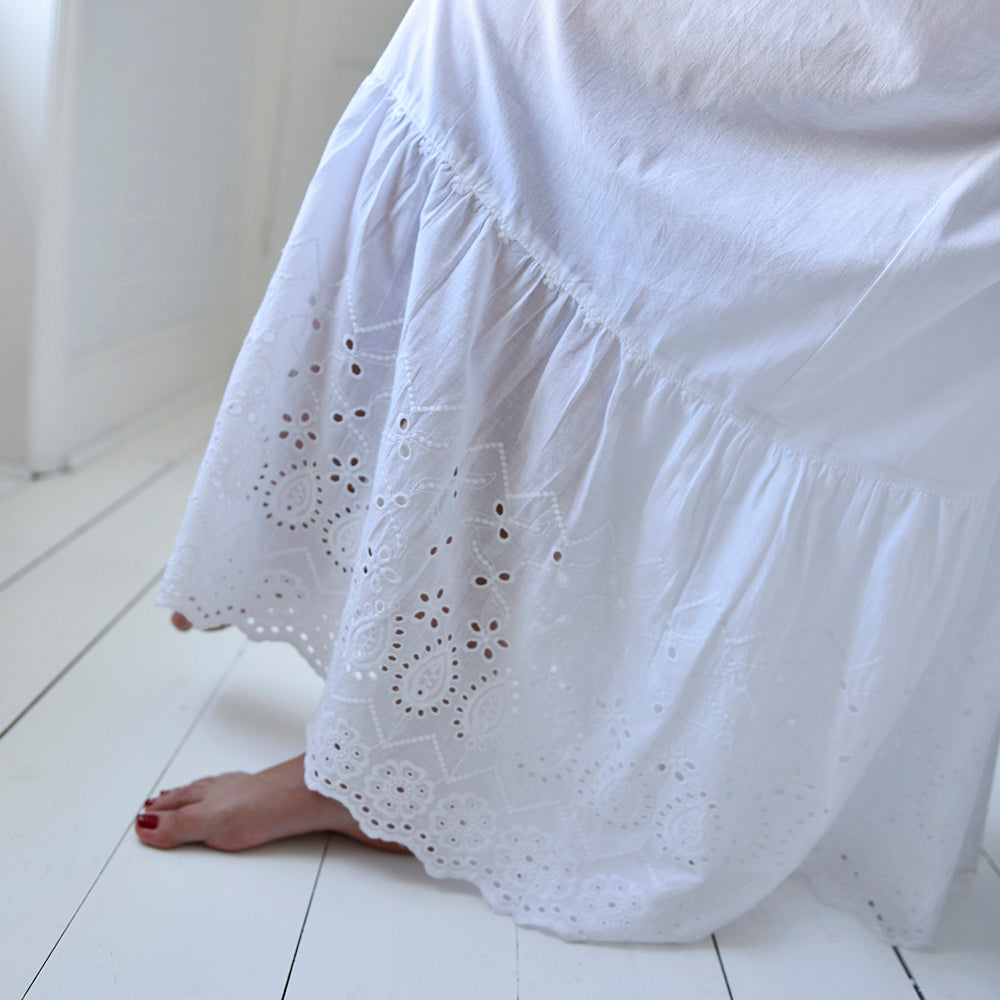 Ladies Long Sleeve Embroidered Nightdress with Lace 'Clarissa'