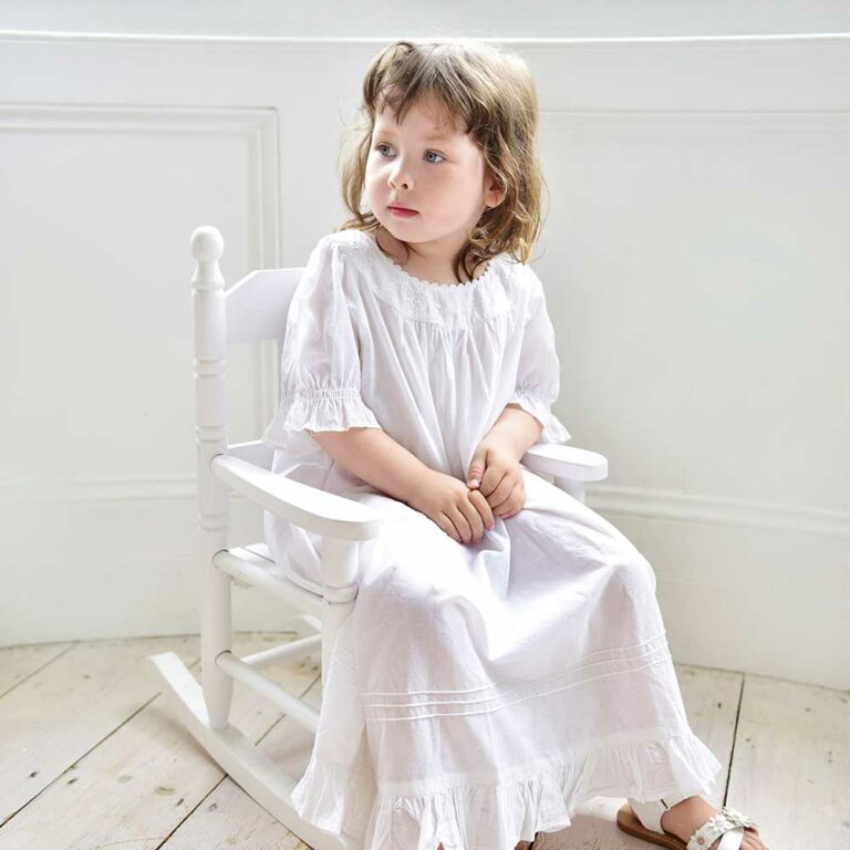 Girls White Cotton Puff Sleeve Nightdress 'Clementine'