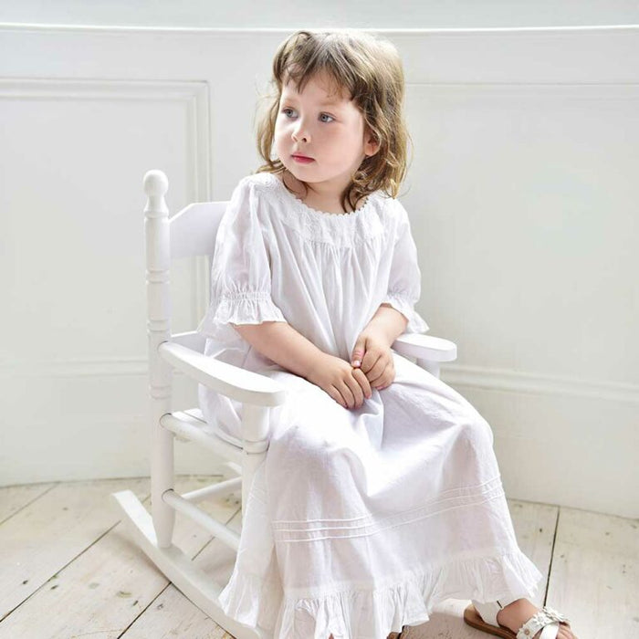 Girls White Cotton Puff Sleeve Nightdress 'Clementine'