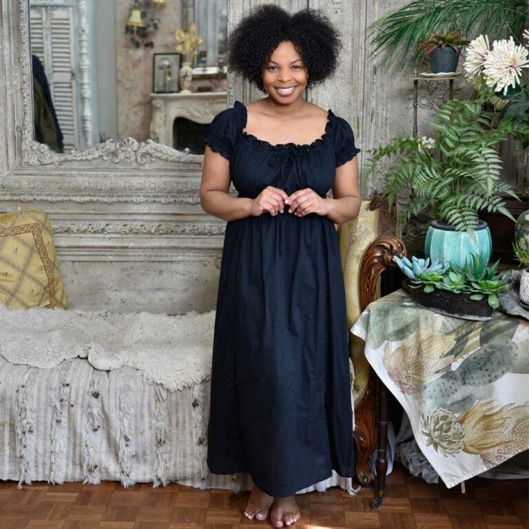 Ladies Black Cotton Nightdress 'Darcy'