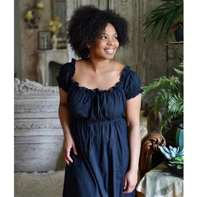 Ladies Black Cotton Nightdress 'Darcy'