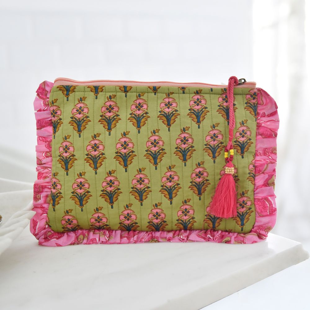 Flower Block Print Tassel Bag Flower Block Print Tassel Bag
