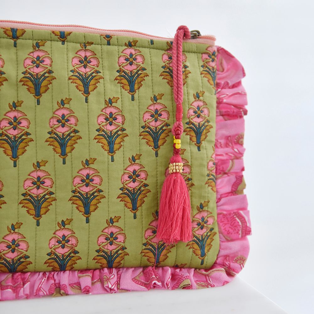 Flower Block Print Tassel Bag Flower Block Print Tassel Bag