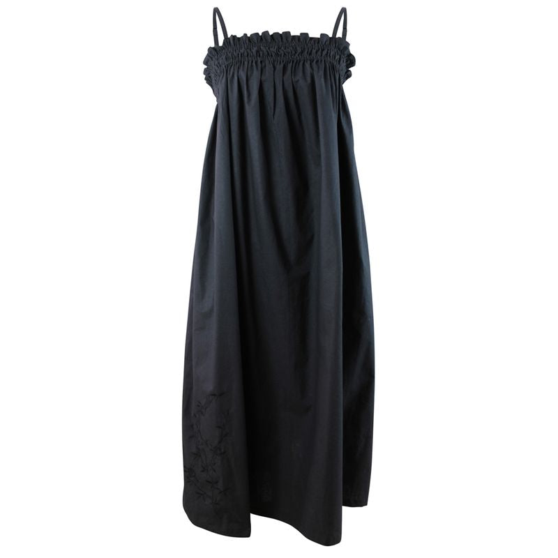 Ladies Black Spaghetti Strap Nightdress with Elasticated Neckline 'Francesca'