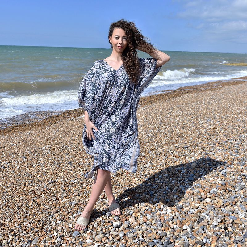 Jessa Black Gold Floral Kaftan bluebelleandco