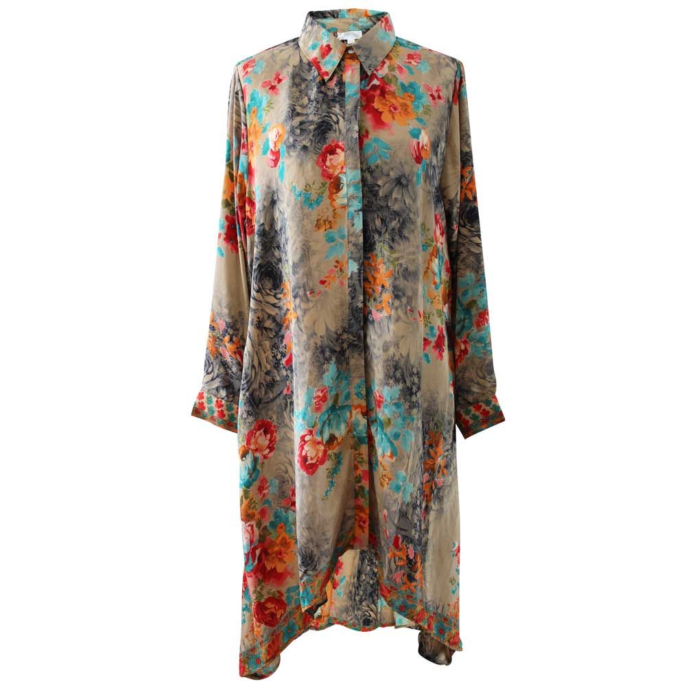 'Luna' Buttoned Colourful Floral Shirt Dress