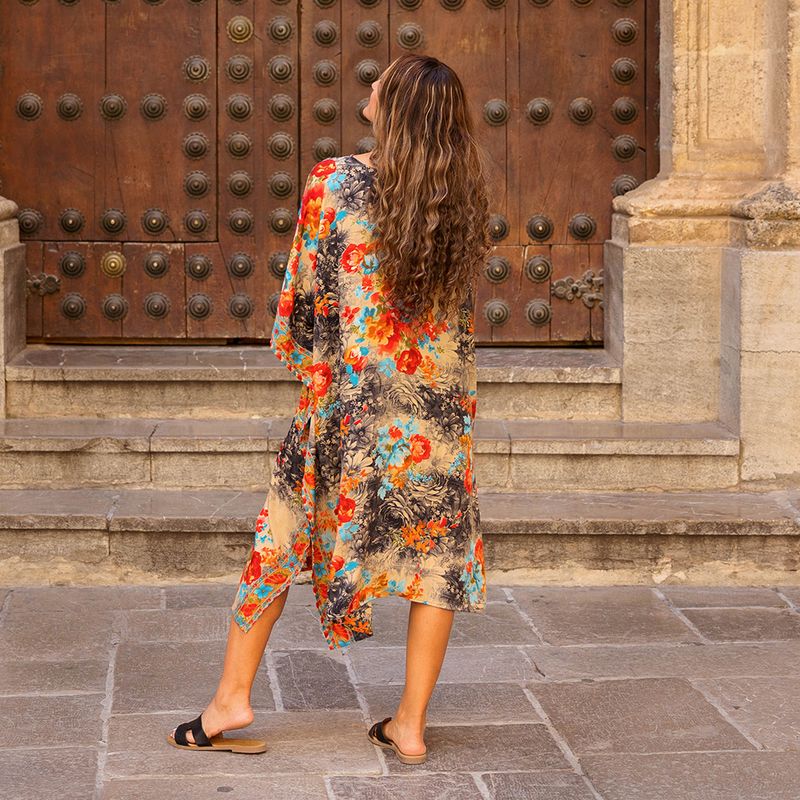 'Maeve' Colourful Floral Kaftan