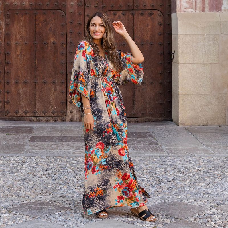 'Merida' Colourful Floral Batwing Dress 'Merida' Colourful Floral Batwing Dress