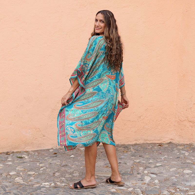 'Orla' Turquoise Paisley Kaftan