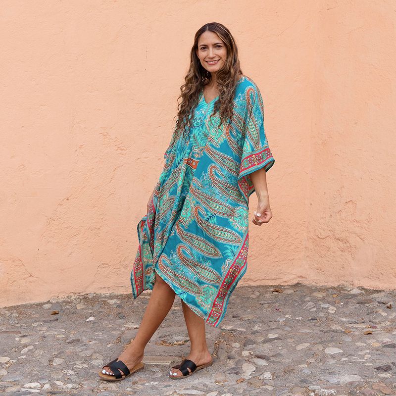 'Orla' Turquoise Paisley Kaftan