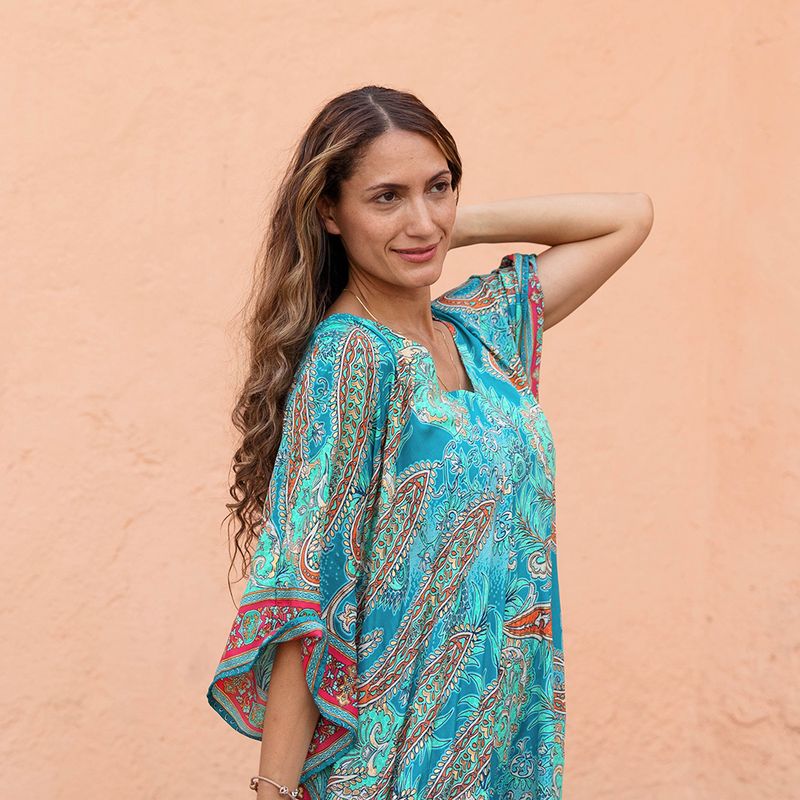 'Orla' Turquoise Paisley Kaftan