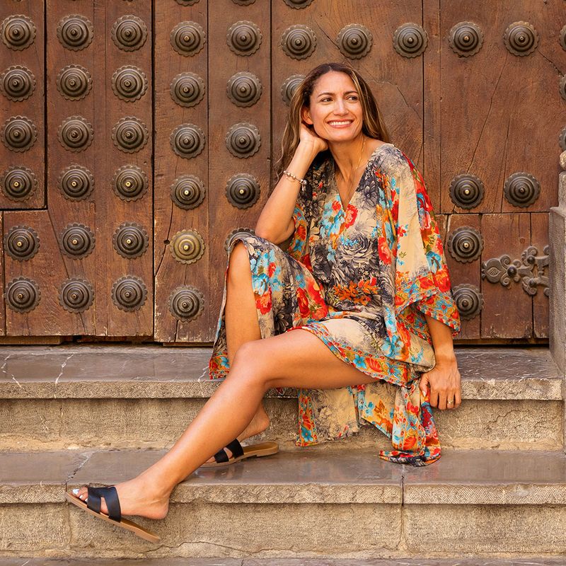 'Maeve' Colourful Floral Kaftan