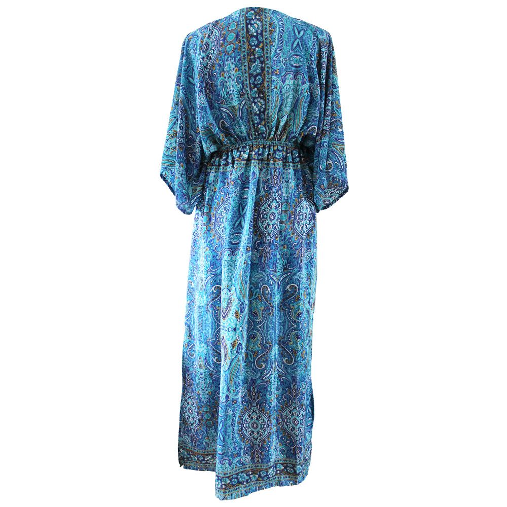 'Alanna' Blue Paisley Batwing Dress