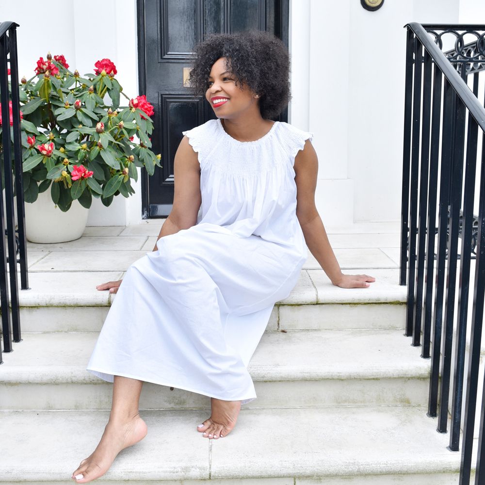 Ladies Ruched Round Neck Nightdress 'Violet'