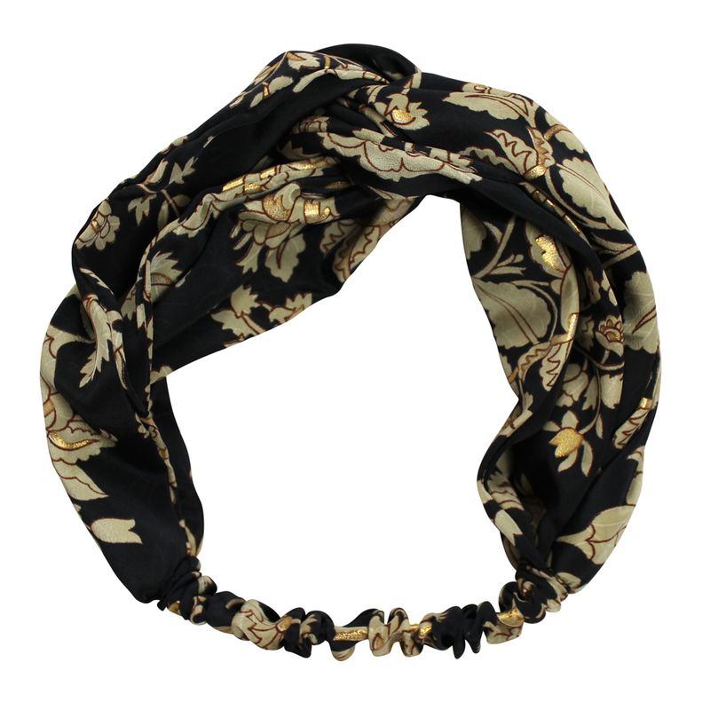 'Beba/Kimber' Black & Gold Floral Print Headband
