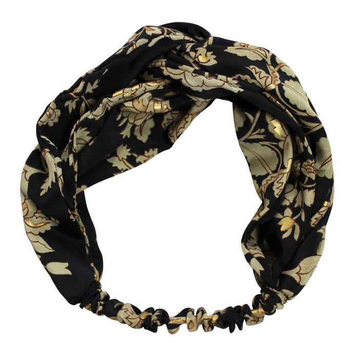 'Beba/Kimber' Black & Gold Floral Print Headband