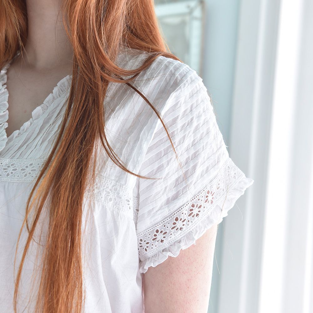 Ladies White Cotton Short Pyjama Set 'Anna'