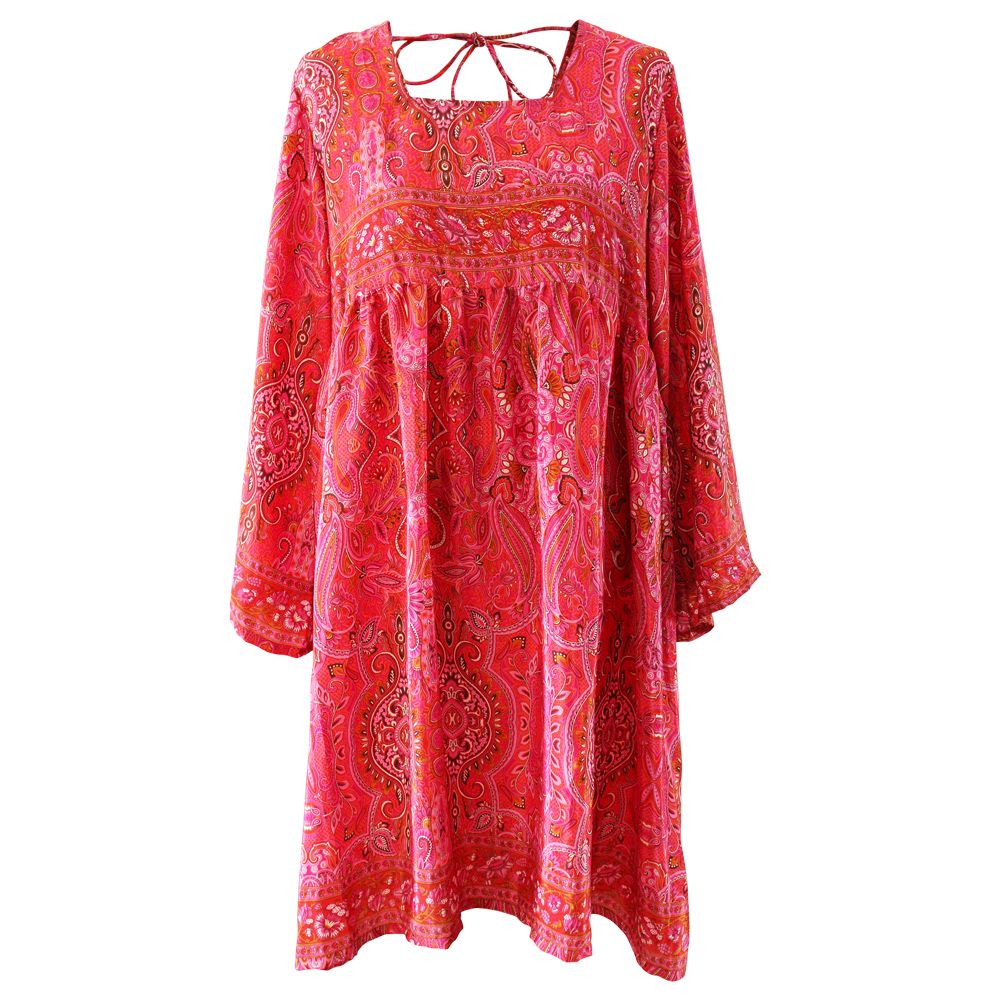 'Phoebe' Red & Pink Paisley Baby Doll Dress