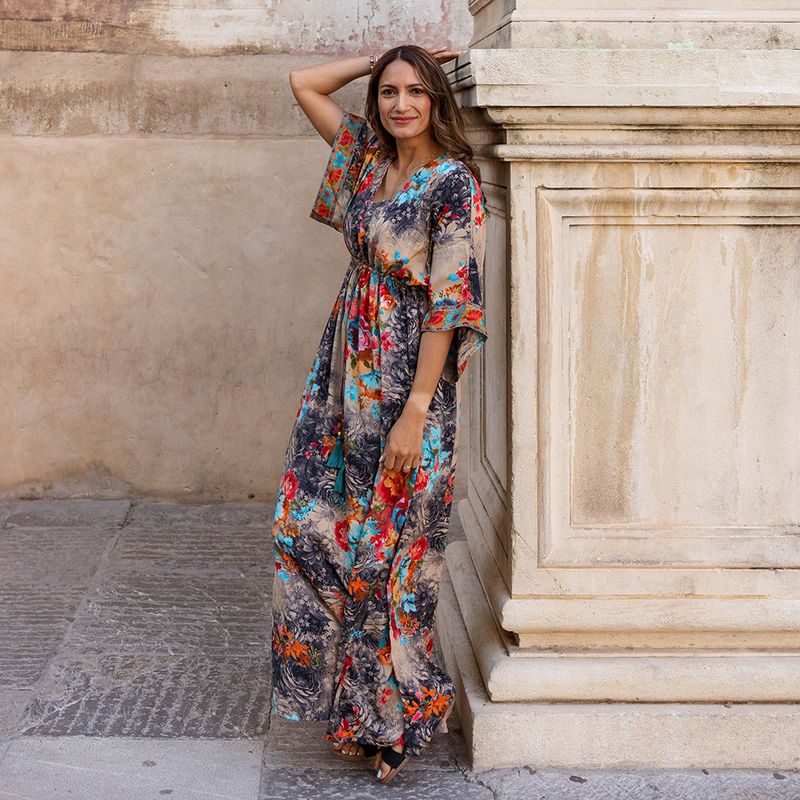 'Merida' Colourful Floral Batwing Dress