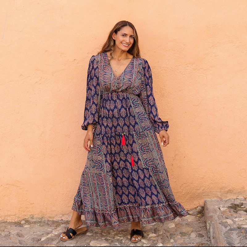 'Dahlia' Navy Floral Paisley Maxi Dress 'Dahlia' Navy Floral Paisley Maxi Dress
