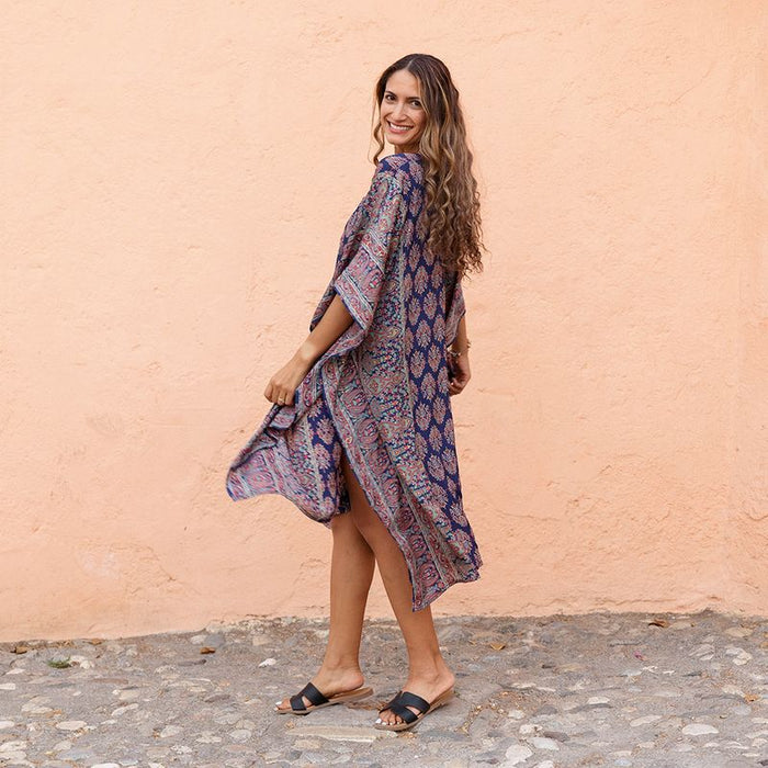 'Piper' Navy Floral Paisley Kaftan