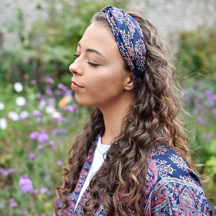 'Dahlia' Navy Floral & Paisley Headband