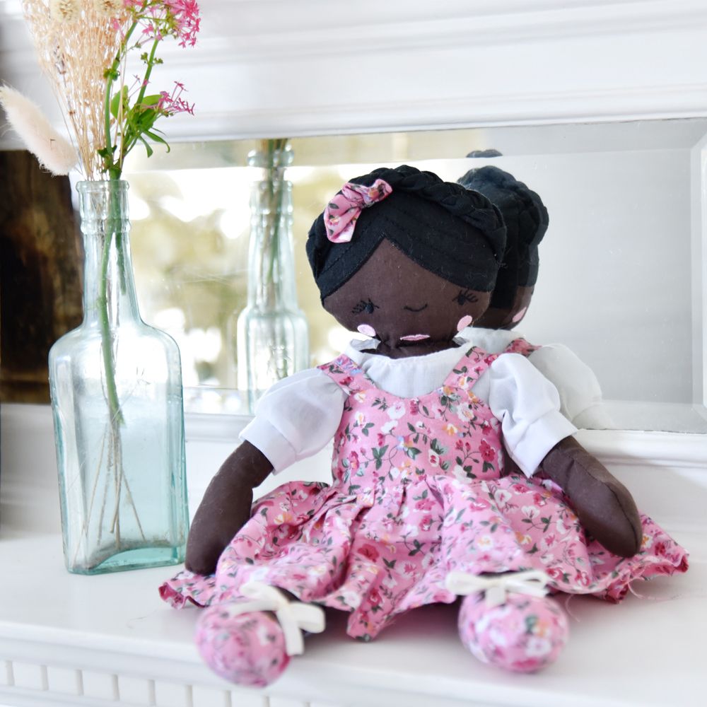 Craft Doll Wearing Pink Floral Dress