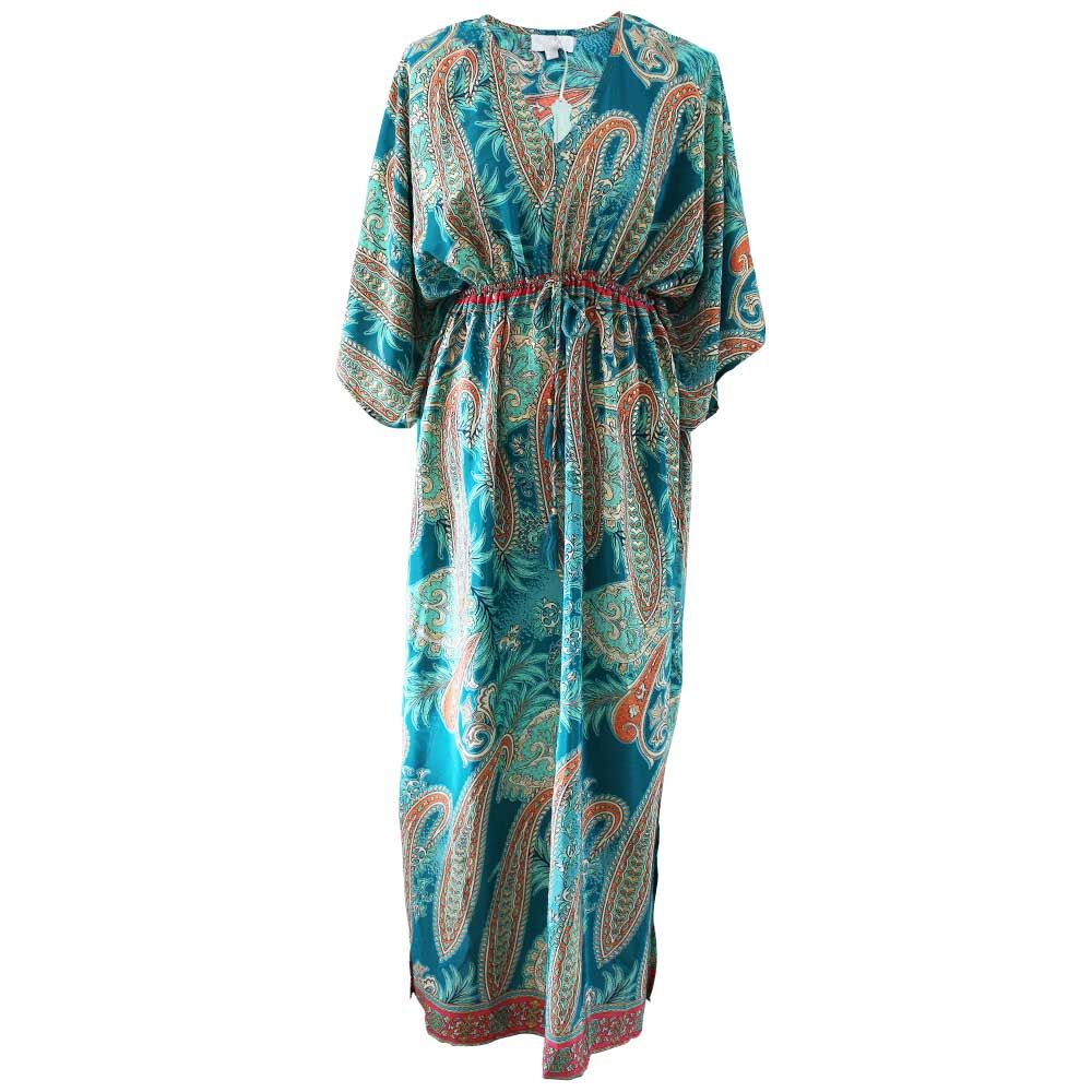 'Aspen' Turquoise Paisley Batwing Dress