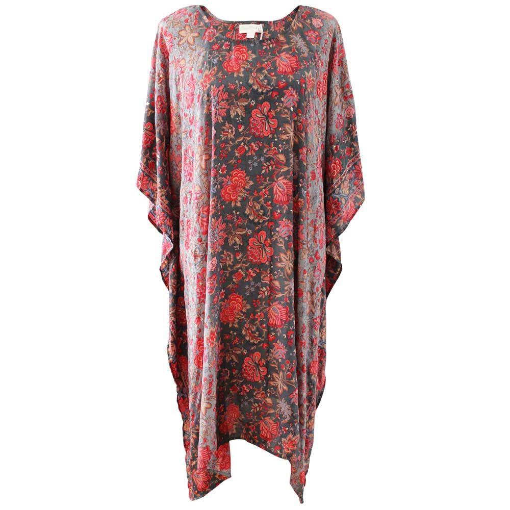 'Paloma' Pink & Grey Exotic Floral Kaftan