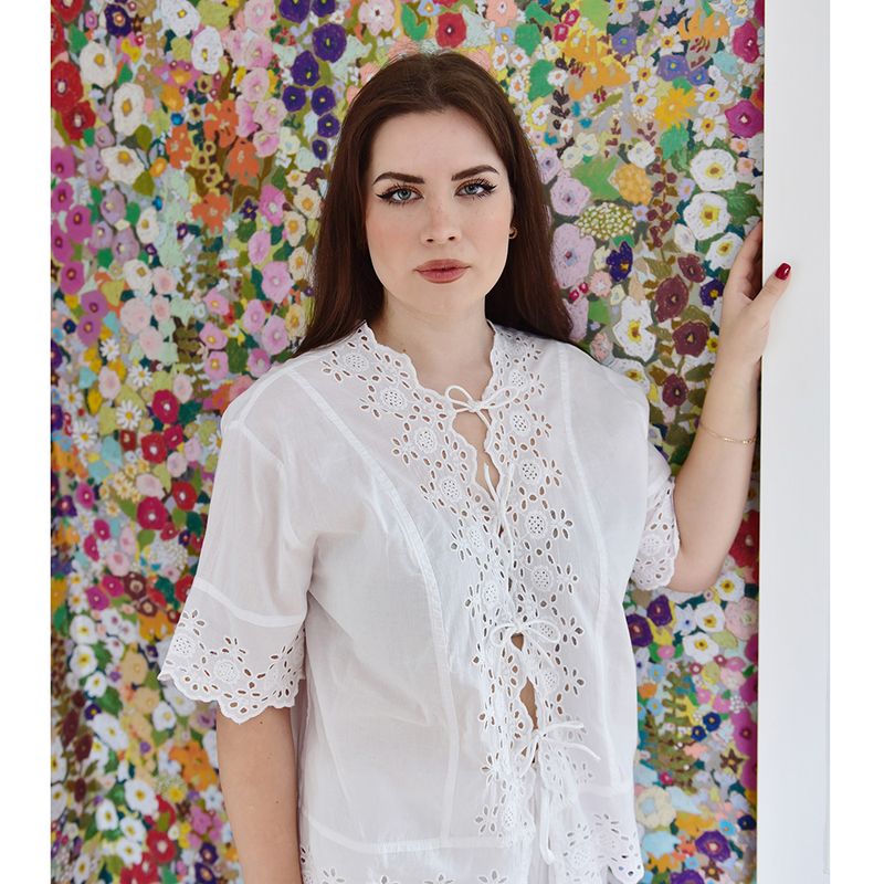 Ladies White Cotton Short Pyjama Set 'Betty'