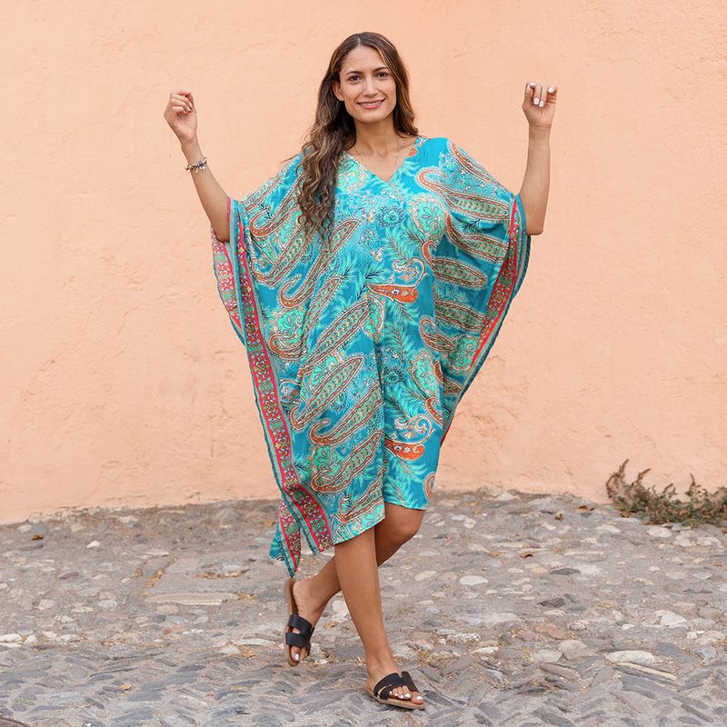 'Orla' Turquoise Paisley Kaftan