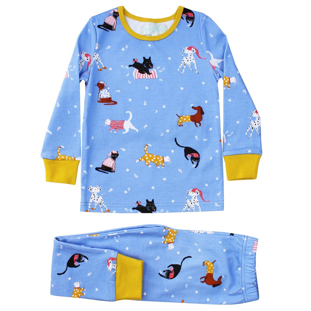 Children's Cat and Dog Print Cosy Cotton Pyjamas