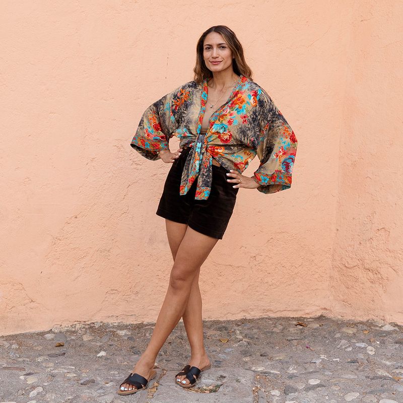 Colourful Floral Viscose Summer Jacket