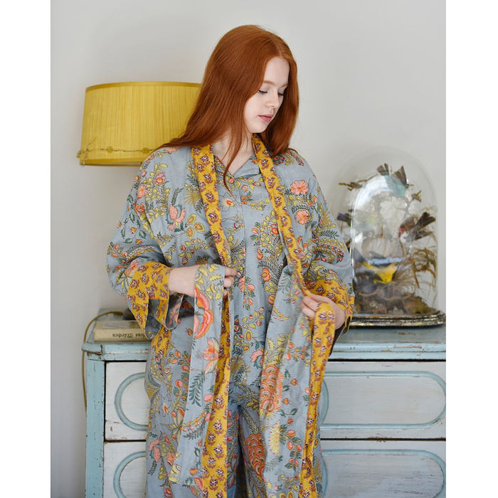 Coral Exotic Bouquet Cotton Dressing Gown