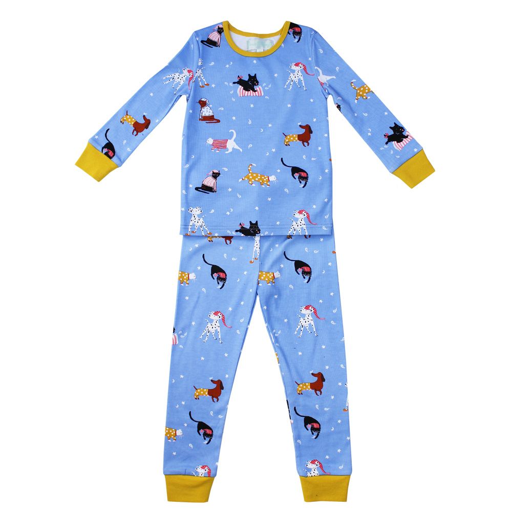 Children's Cat and Dog Print Cosy Cotton Pyjamas